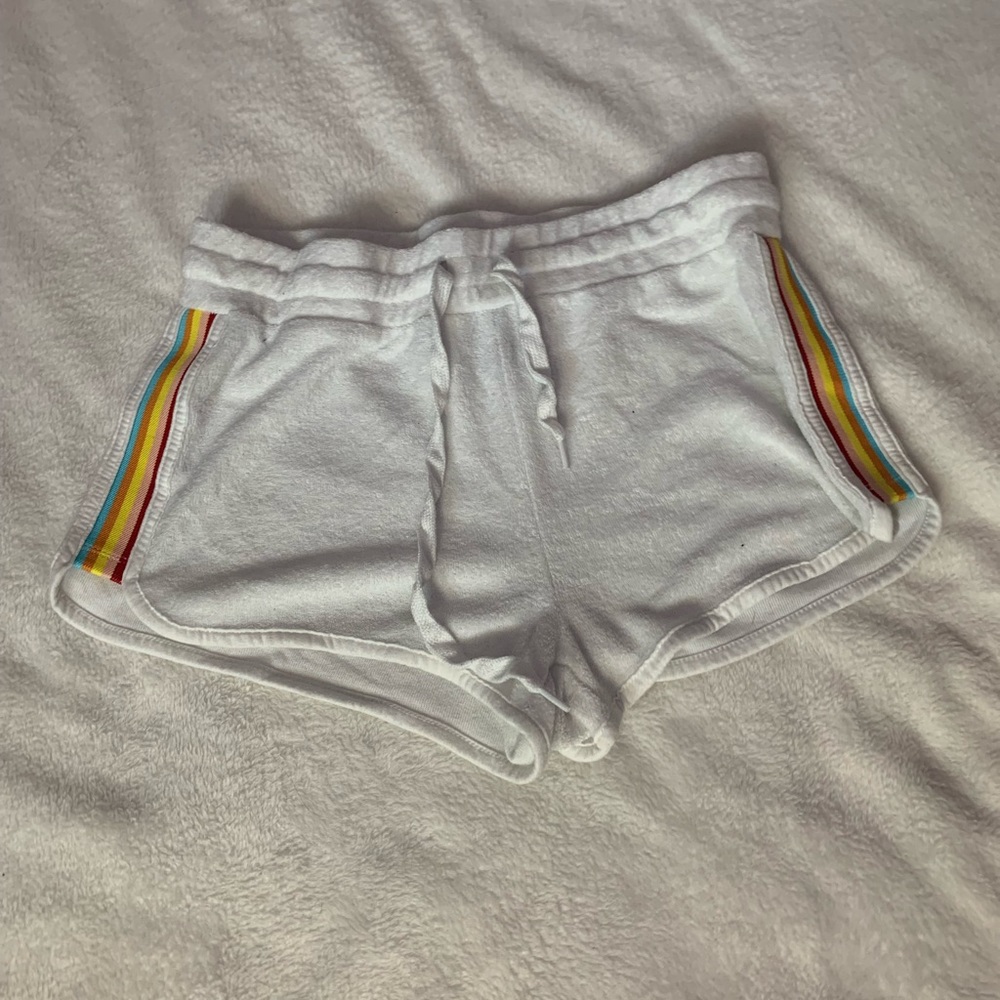 White shorts with a colorful stripe, Brand: Forever21 Size: XS